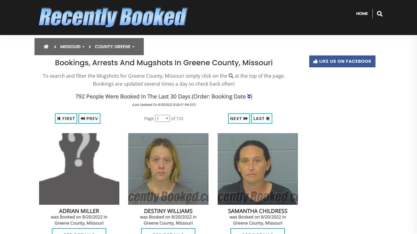 Recent bookings, Arrests, Mugshots in Greene County, Missouri